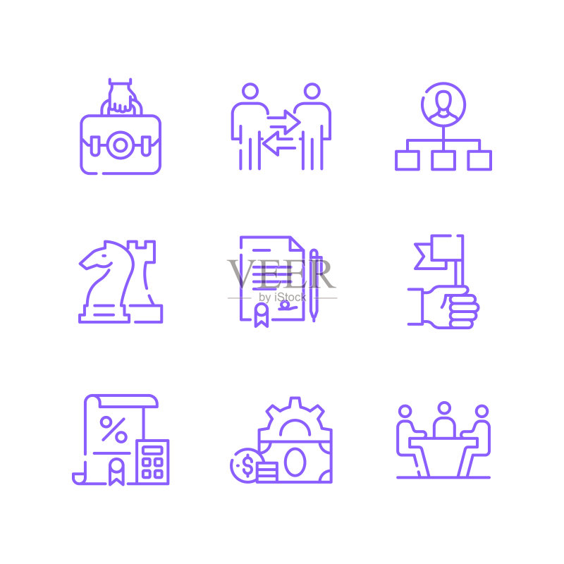 商务合作线条图标集图标素材