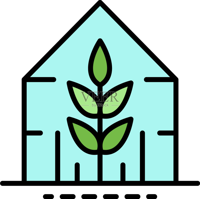 植物温室图标彩色轮廓图标素材