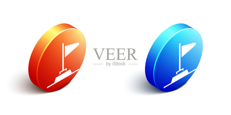 2.5D旗帜图标,白色背景图标素材