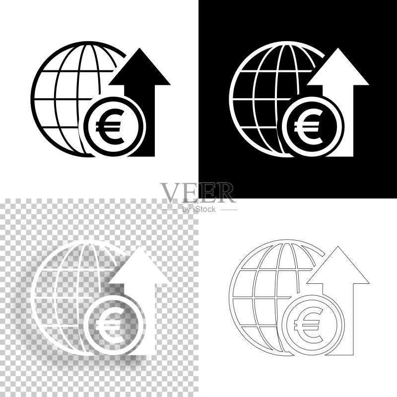 欧元汇率上涨线性图标图标素材