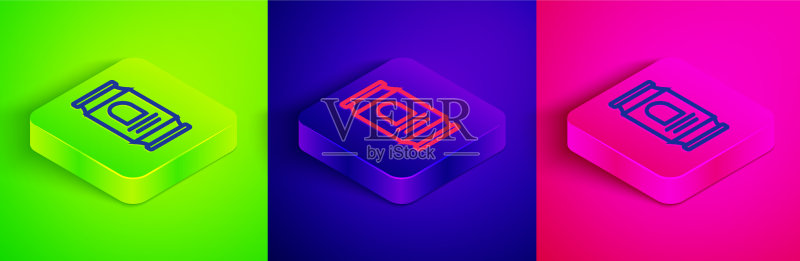 2.5D啤酒罐线条图标(绿色背景)图标素材