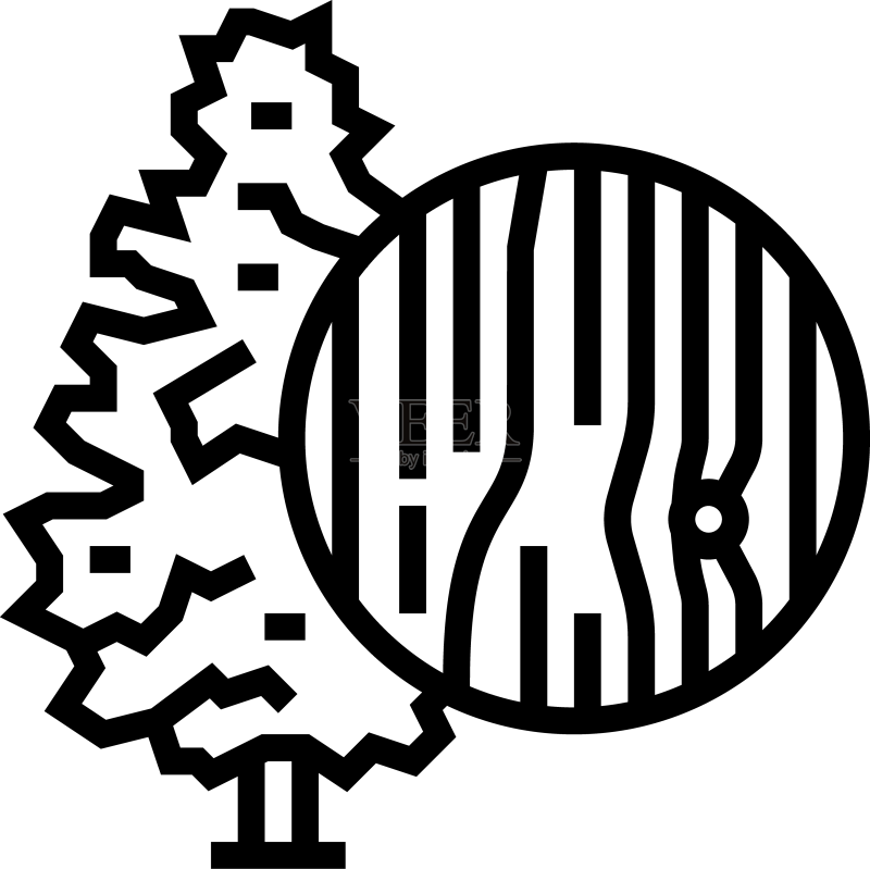 云杉木线条图标图标素材
