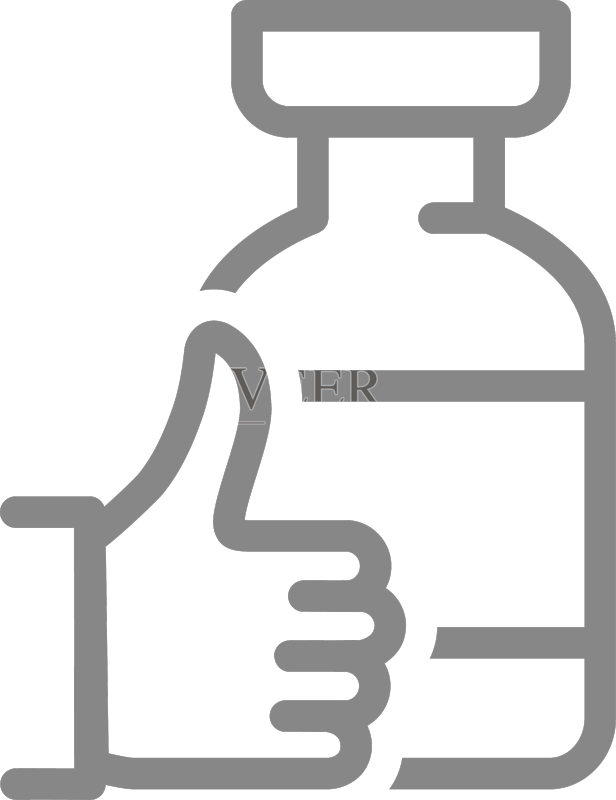 带有竖起大拇指的医疗安瓿疫苗图标素材