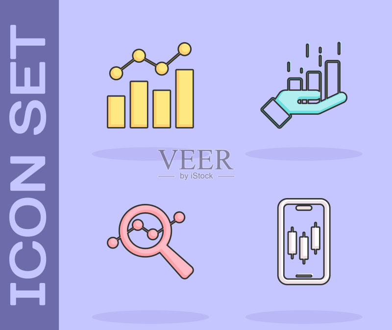 手机股票交易、金融增长搜索图标素材