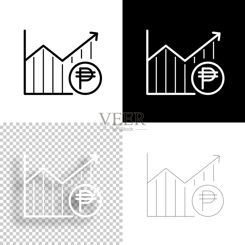 带有比索硬币的增长图表图标素材