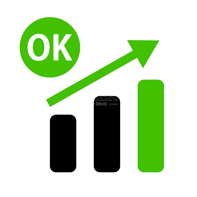 OK符号和上升的条形图图标素材