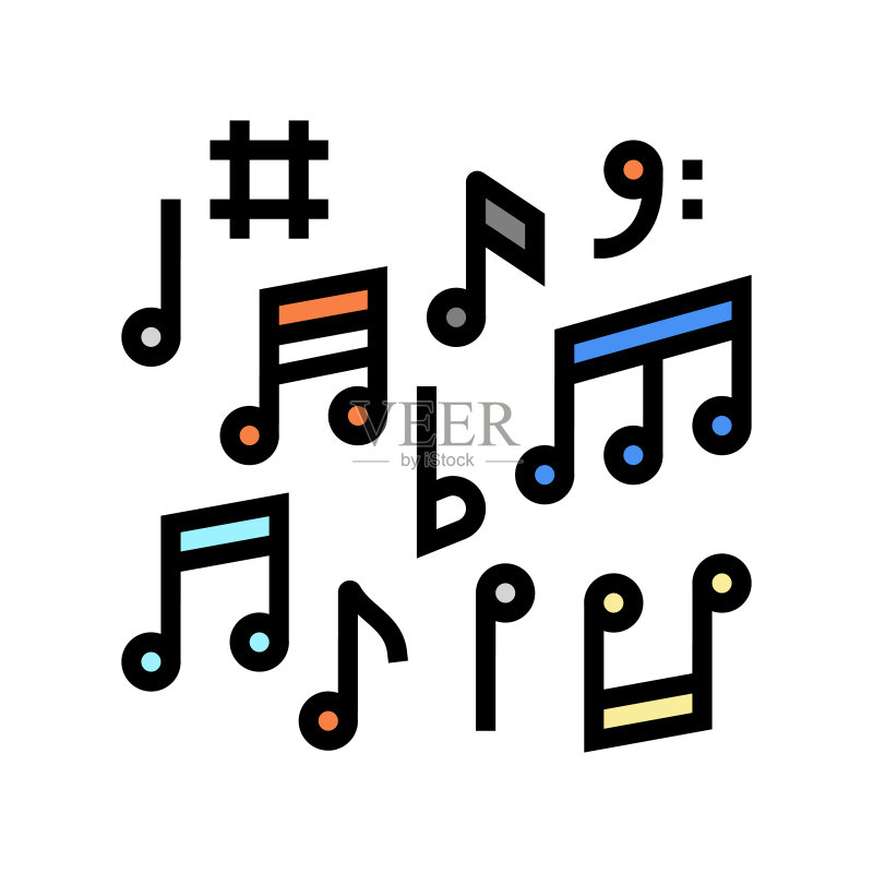 音符音乐彩色图标矢量图图标素材
