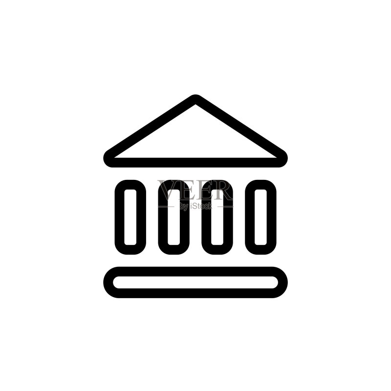 扁平线条银行图标符号Logo模板图标素材