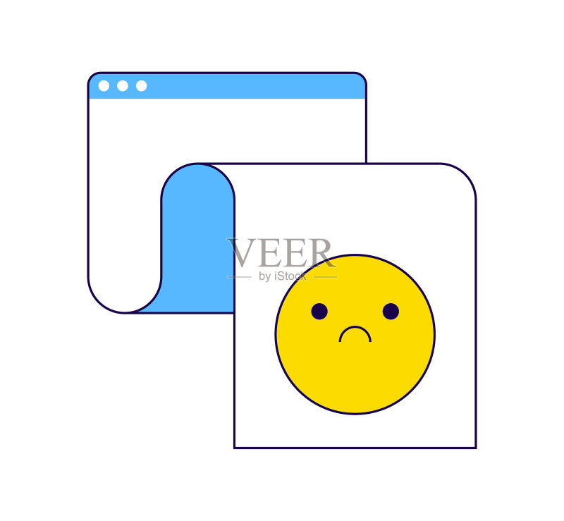 展开的浏览器上的表情符号图标素材