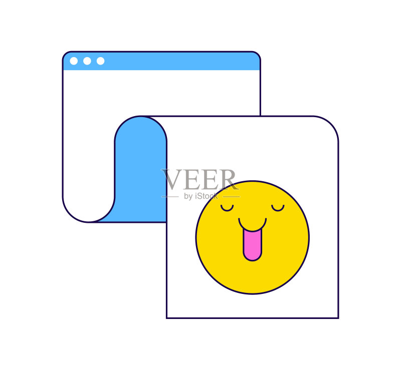 展开的浏览器上的表情符号图标素材