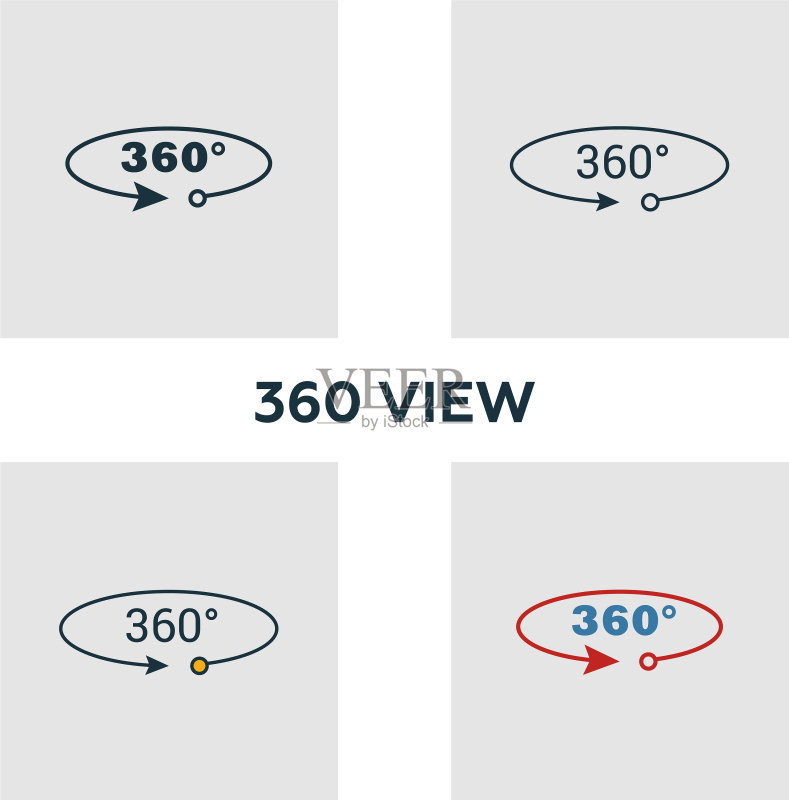 不同元素的360度视图图标集图标素材