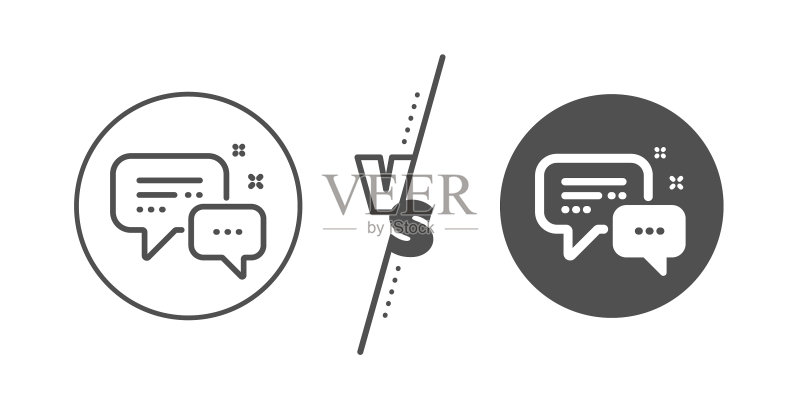 员工信使线性图标语音气泡标志。图标素材