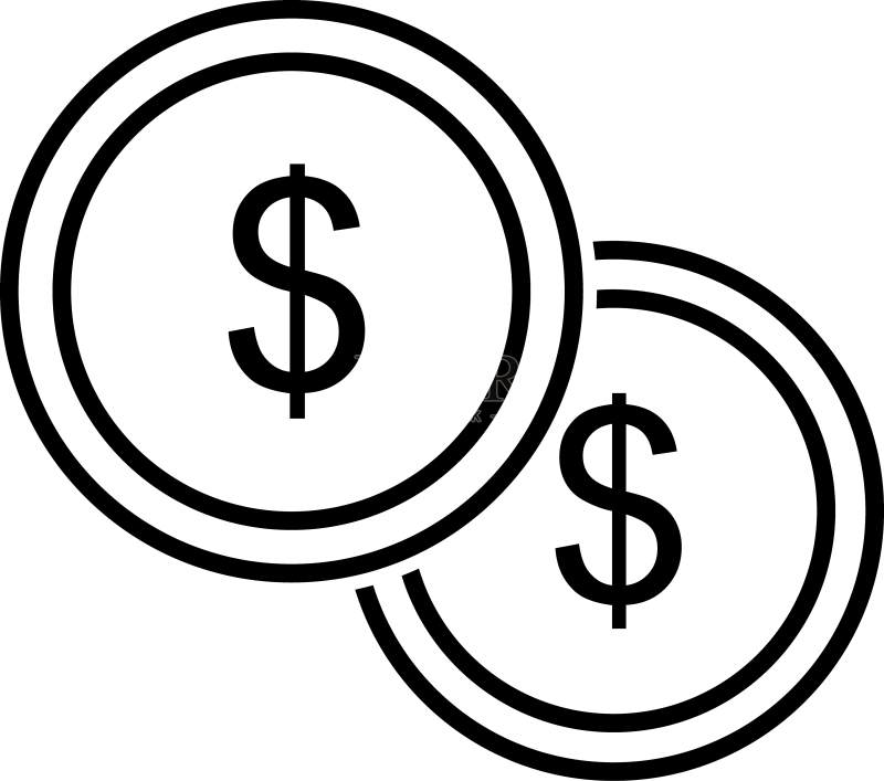 硬币黑色线条图标图标素材