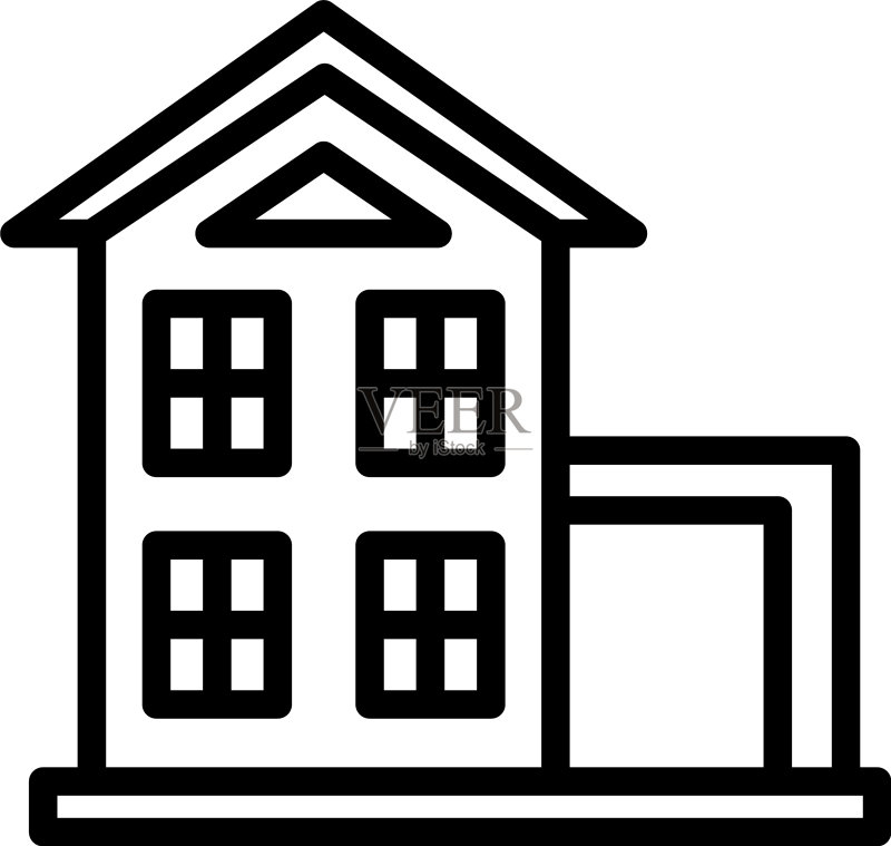 小型双层房屋图标轮廓风格图标素材