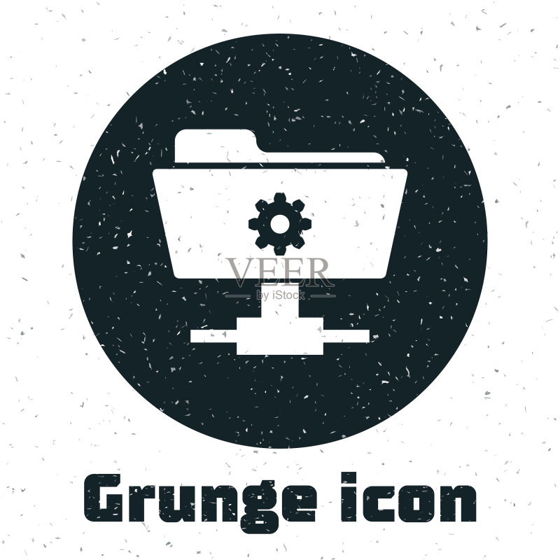 白色背景上的Grunge FTP设置文件夹图标图标素材