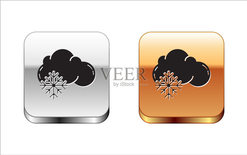 白色背景上的黑色雪云图标图标素材