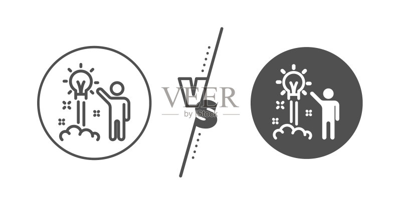 创意线性图标:人物启动标志图标素材
