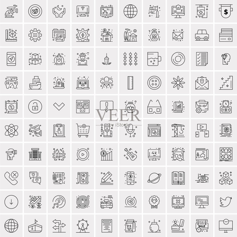 100个商业图标通用设置的web和图标素材