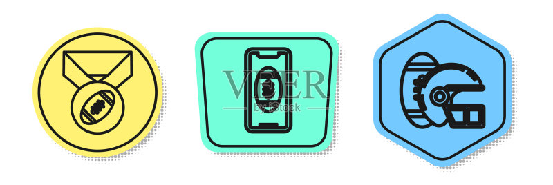 带奖牌的美式橄榄球套装图标素材