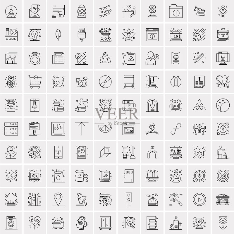 100个商业图标通用设置的web和图标素材