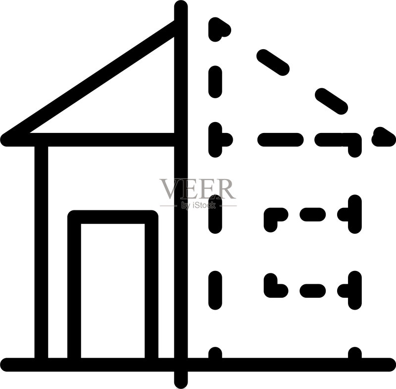 房屋重建图标轮廓样式图标素材