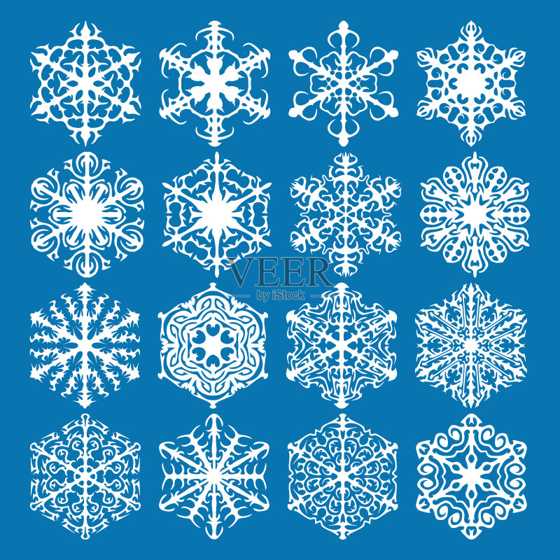 蓝色雪花图标背景合集图标素材