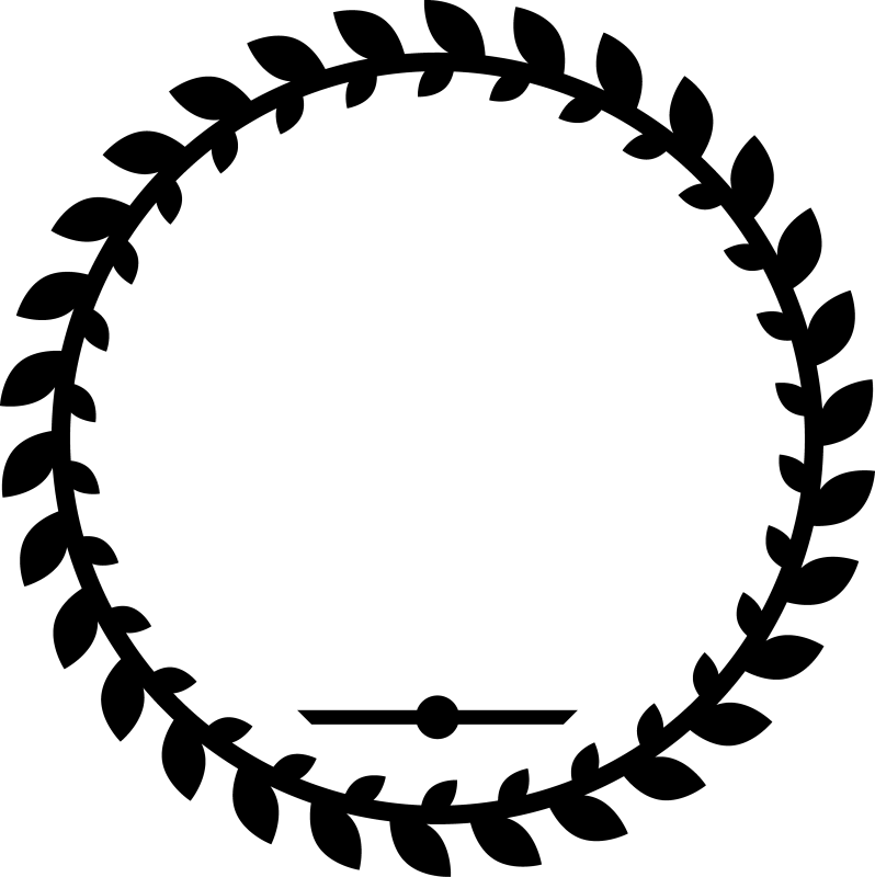 月桂花环标志和树叶环绕符号图标素材