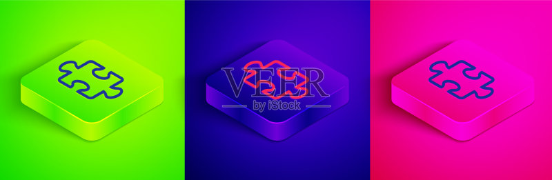 2.5D线条拼图玩具图标图标素材
