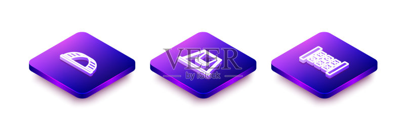 一组2.5D线条风格的儿童攀爬架图标素材