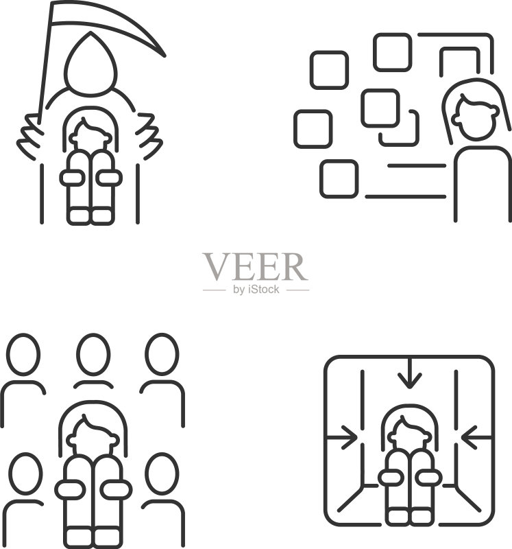 恐惧症线性图标图标素材