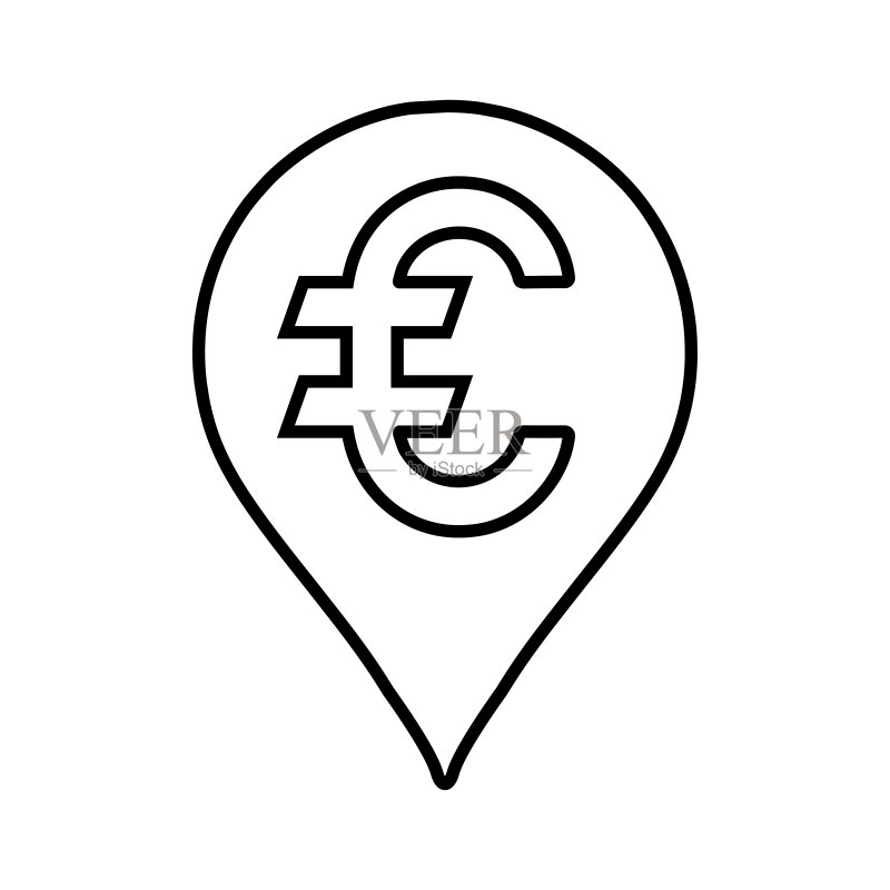 欧元货币位置线条图标矢量轮廓图标素材