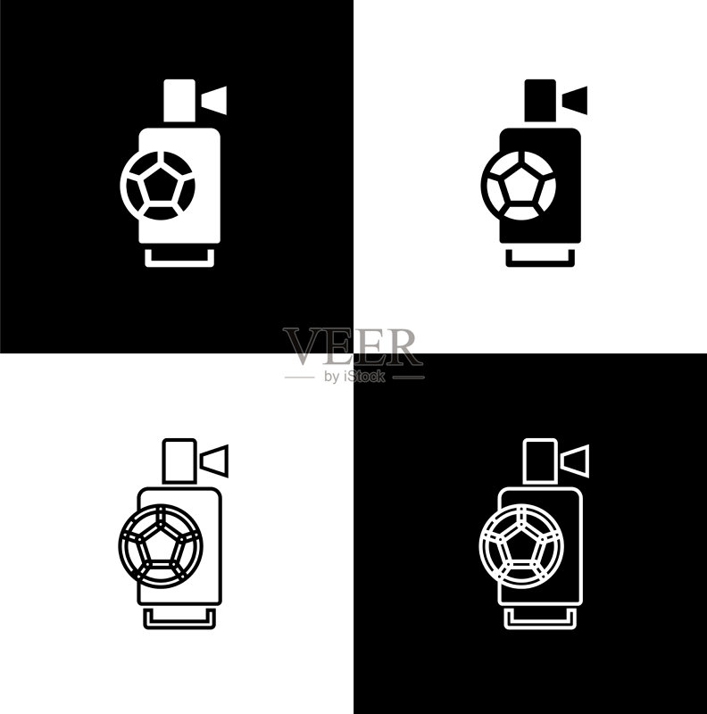 一套黑白色气喇叭图标图标素材