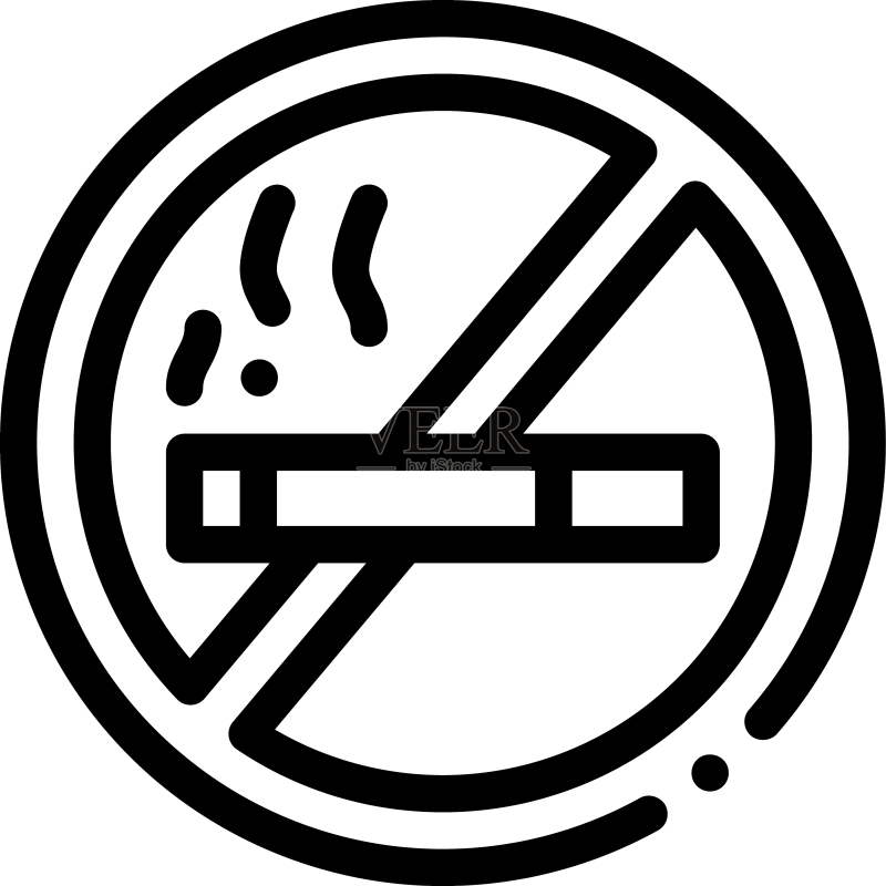 禁止吸烟标志细线图标图标素材
