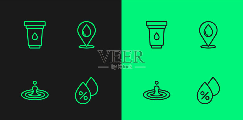 水滴百分比滤芯线条图标素材