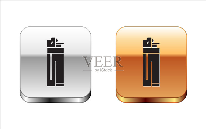 白色背景上的黑色打火机图标图标素材