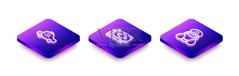 2.5D出租车纸币堆叠图标素材