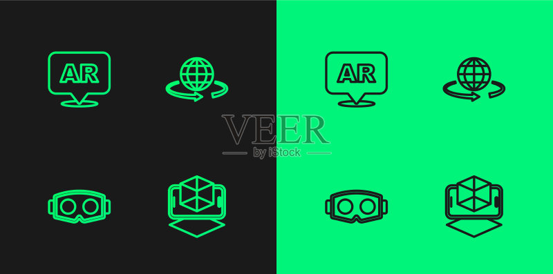 线条、3D建模与VR眼镜素材图标素材