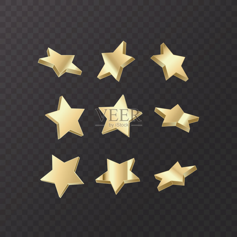 深色背景上的金色星星套装图标素材