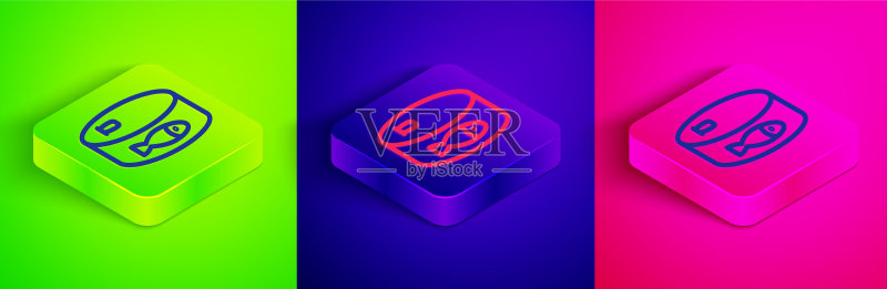 2.5D线条罐头鱼图标图标素材