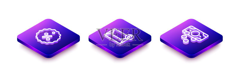 折扣百分比标签邮件2.5D线条设计图标素材