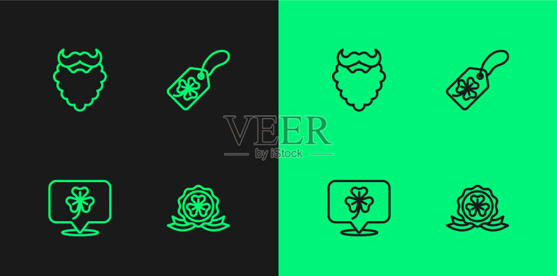三叶草奖章组合图标素材