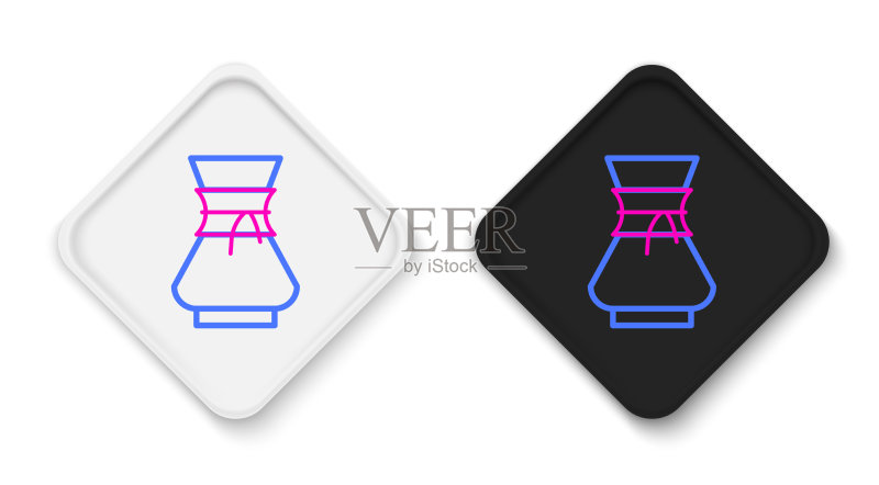 白色背景上手冲咖啡壶线条图标图标素材