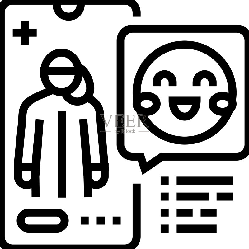 儿科医生咨询线稿图标图标素材