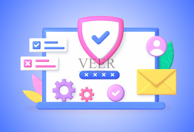 互联网安全3D图图标素材