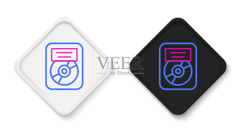 白色背景上框架中的线条CD光盘奖图标图标素材