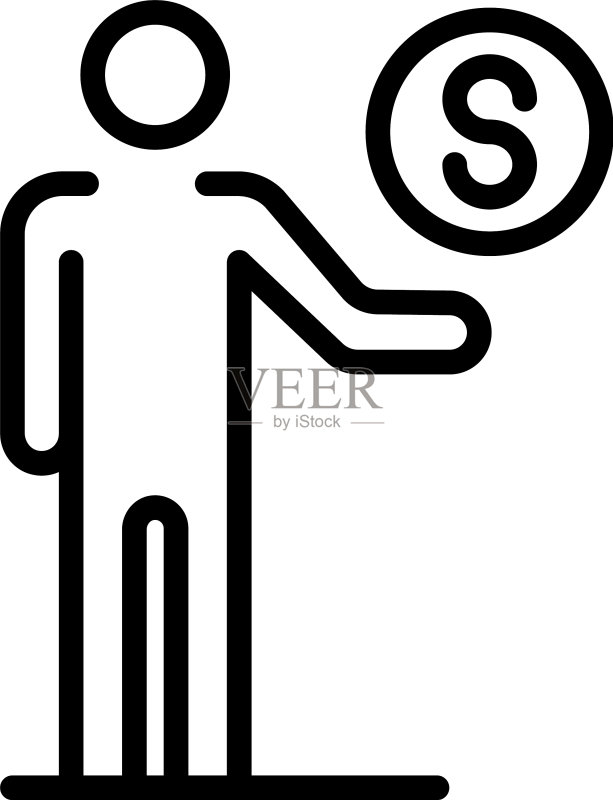 男人和硬币图标轮廓样式图标素材