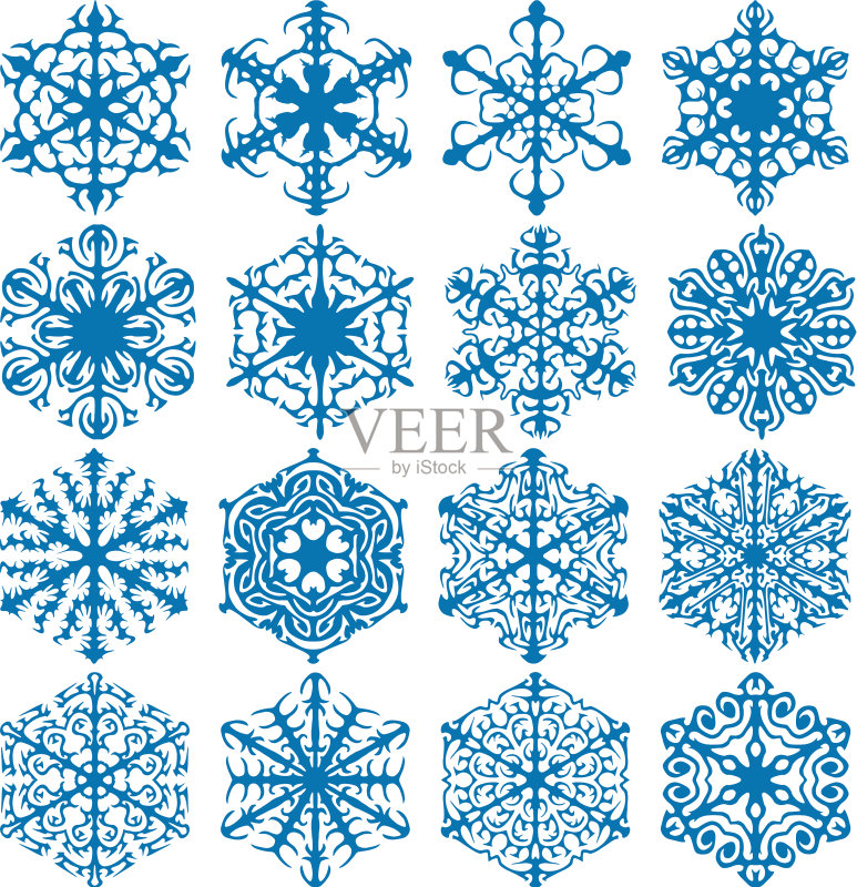 蓝色雪花图标背景合集图标素材