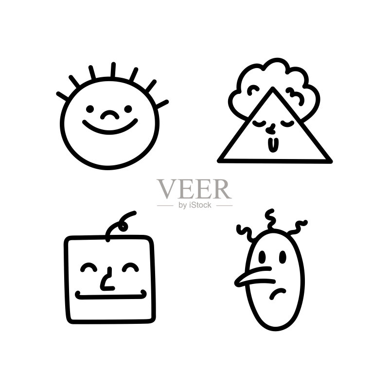 可爱的卡通人物图标和logo模板图标素材