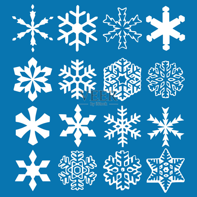 蓝色雪花图标背景合集图标素材