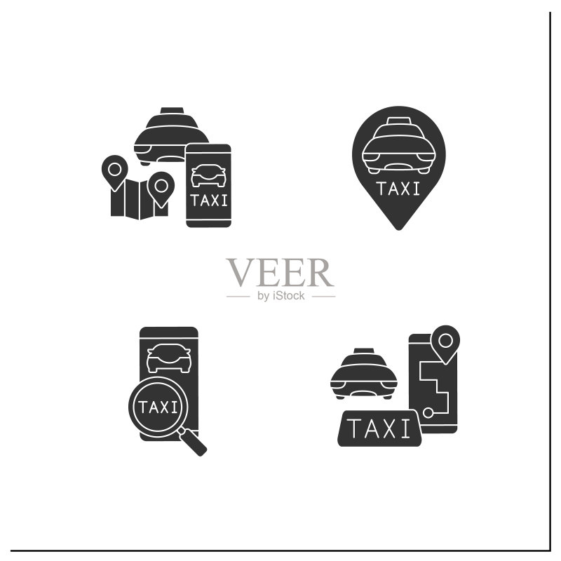 出租车应用图示字形图标集图标素材
